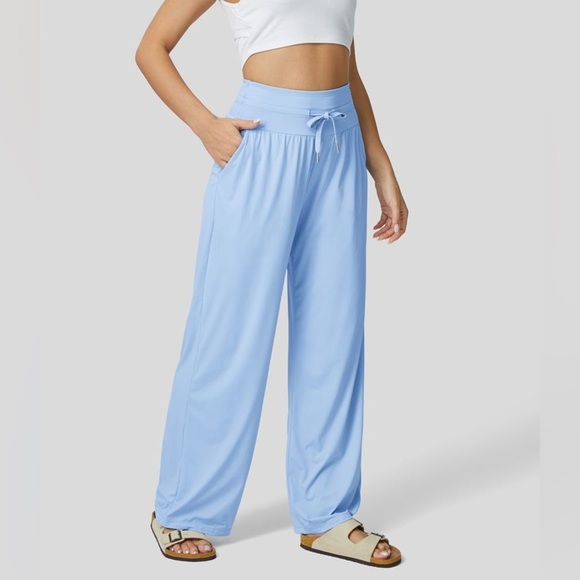 HALARA High Waisted Drawstring Side Pocket Wide Leg Cool Touch Casual Pants - Picture 4 of 7